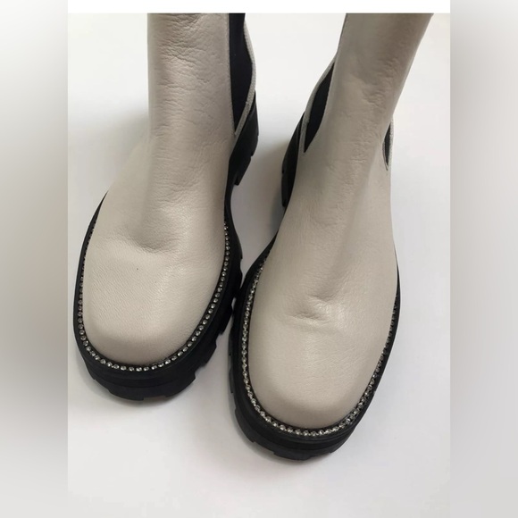 Karl Lagerfeld Paris Womens Beige Mayde Toe Block Heel Leather Chelsea Sz 10 - Picture 11 of 11